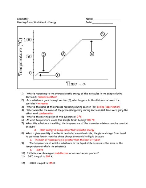 thermochemistry heating curve worksheet answers